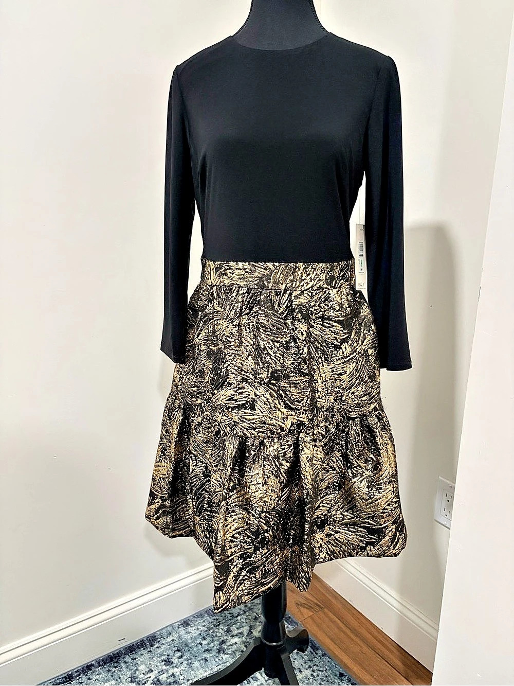 Eliza J Black & Gold Mini Dress NWT